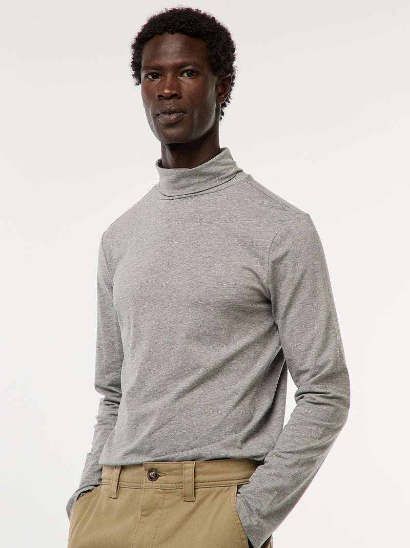 Kiabi Sale Sous Pull Fille Kiabi Sous-pull à Col Montant Uni Gris