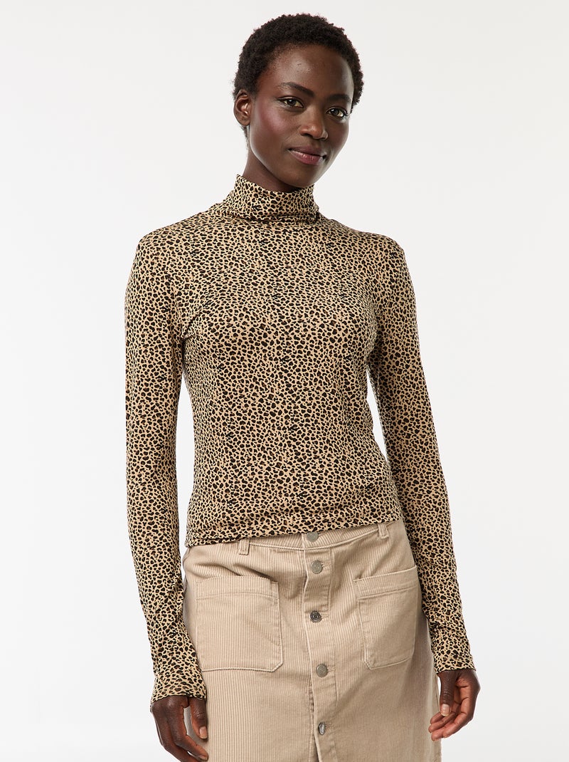 Sous-pull à col roulé et manches longues Beige - Kiabi