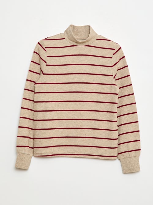 Sous pull avec broderie en coton rayé - Kiabi