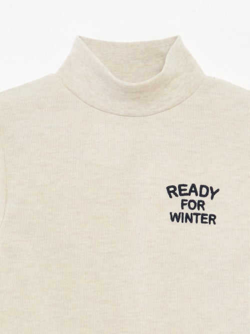 Sous pull avec broderie en coton uni - Kiabi