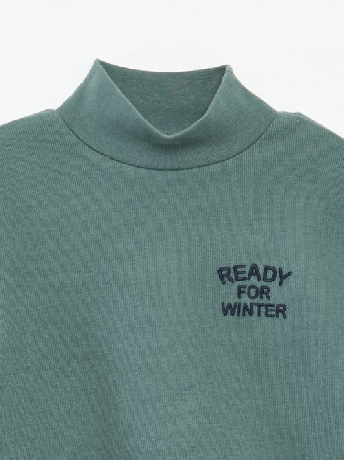 Sous pull avec broderie en coton uni - Kiabi