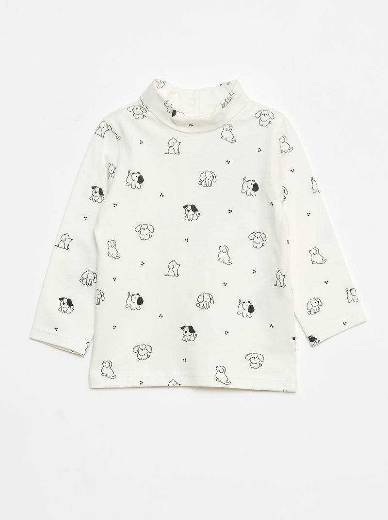 Sous-pull avec col montant à motif Blanc - Kiabi