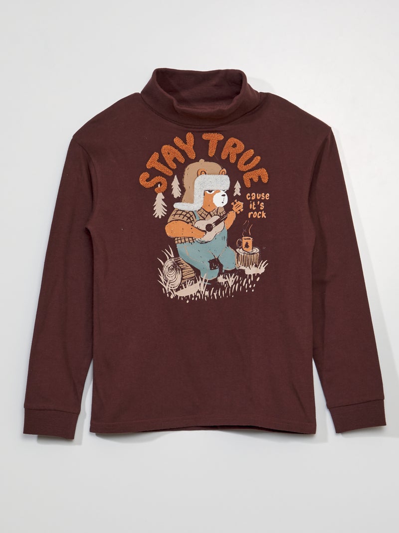 Sous pull avec imprimé Marron - Kiabi