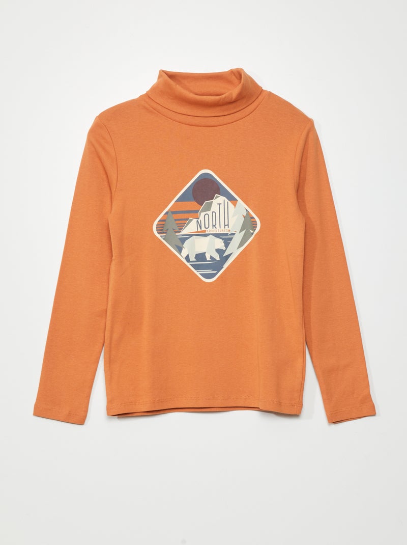 Sous-pull avec imprimé Orange - Kiabi