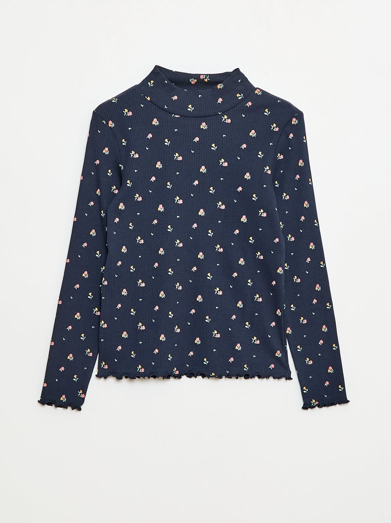 Sous pull col roulé en côte de coton Bleu - Kiabi
