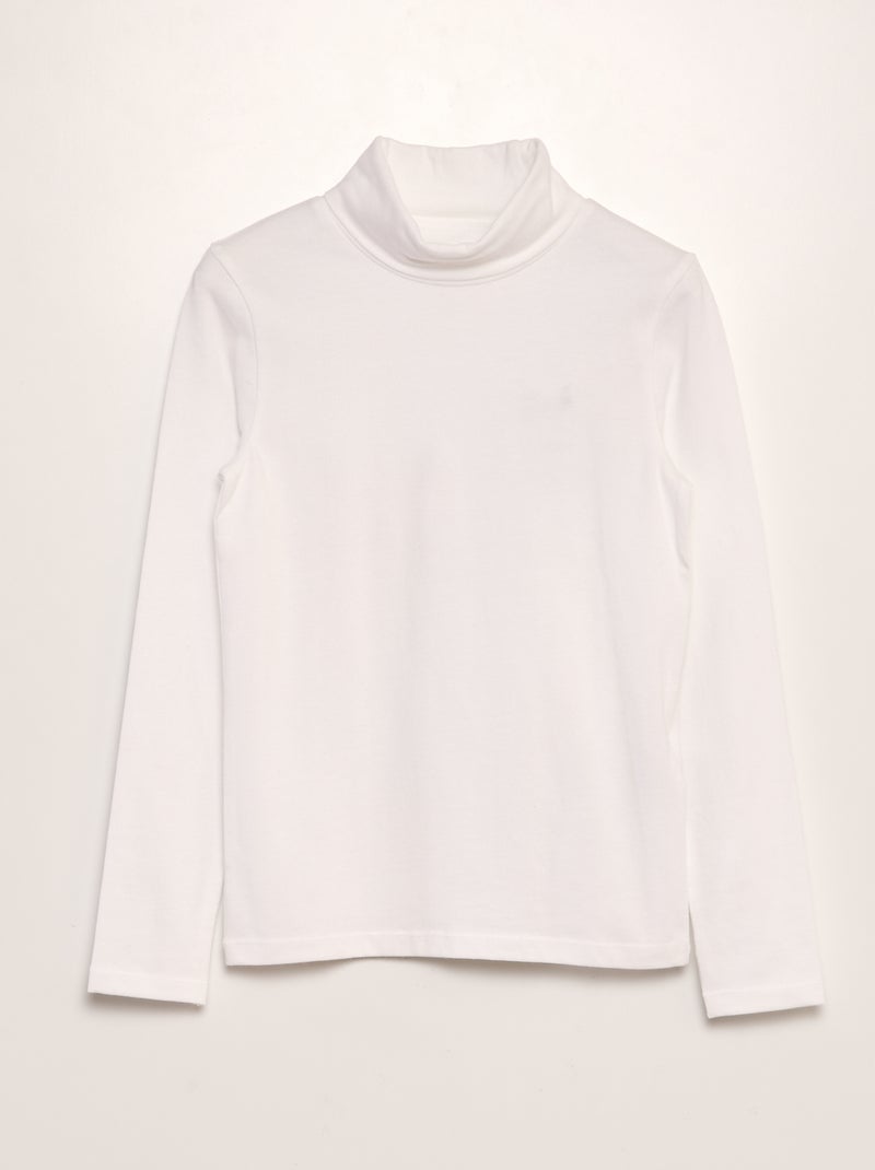 Sous pull en coton stretch blanc - Kiabi