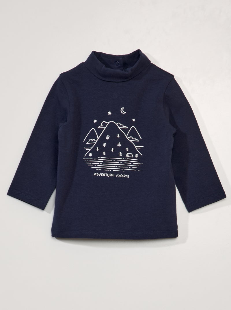 Sous pull en jersey à col montant Bleu marine - Kiabi