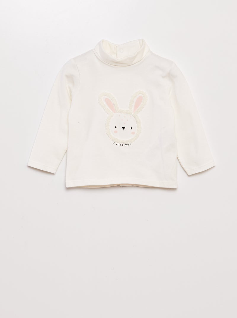 Sous-pull en jersey animation en maille bouclette Blanc - Kiabi