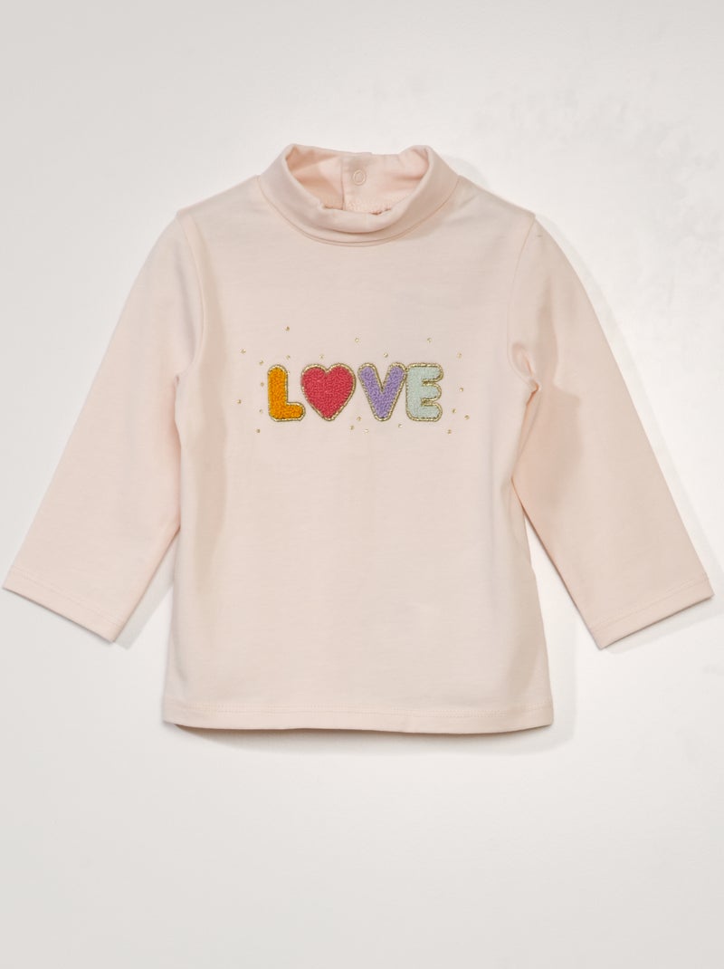 Sous pull en jersey avec empiècement Rose - Kiabi