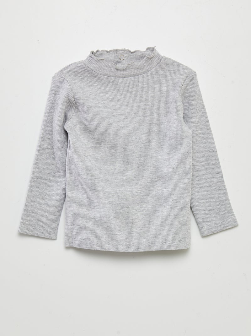 Sous-pull en maille côtelée Gris - Kiabi