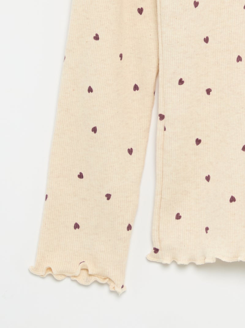 Sous-pull en maille côtelée imprimée Beige - Kiabi