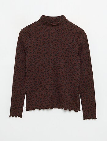 Sous-pull en maille côtelée imprimée