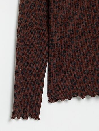 Sous-pull en maille côtelée imprimée