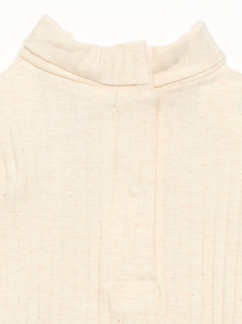 Sous-pull en maille côtelée plate Beige - Kiabi