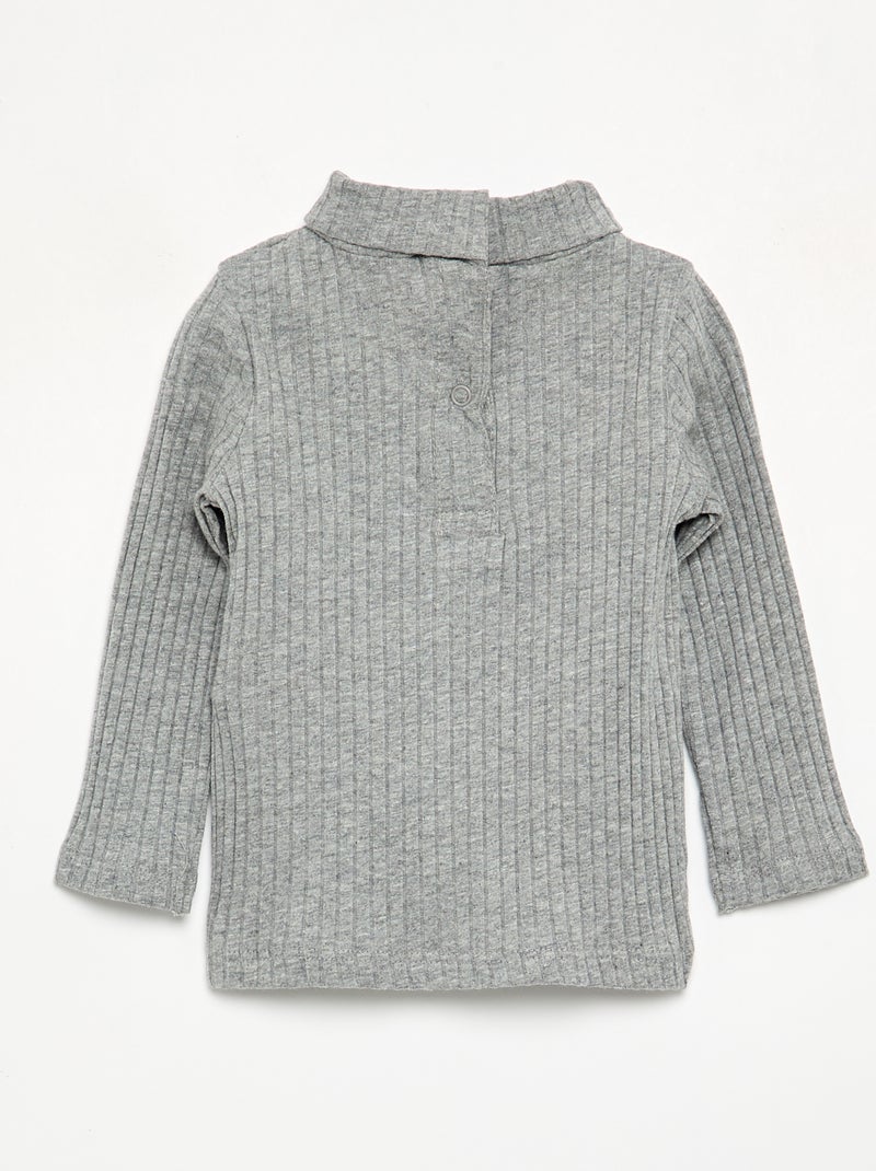 Sous-pull en maille côtelée plate Gris - Kiabi