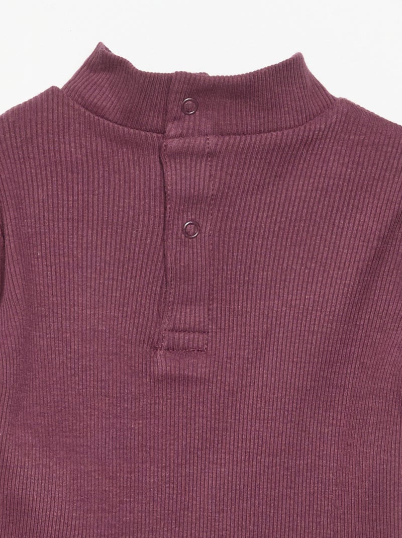 Sous-pull en maille côtelée Violet - Kiabi
