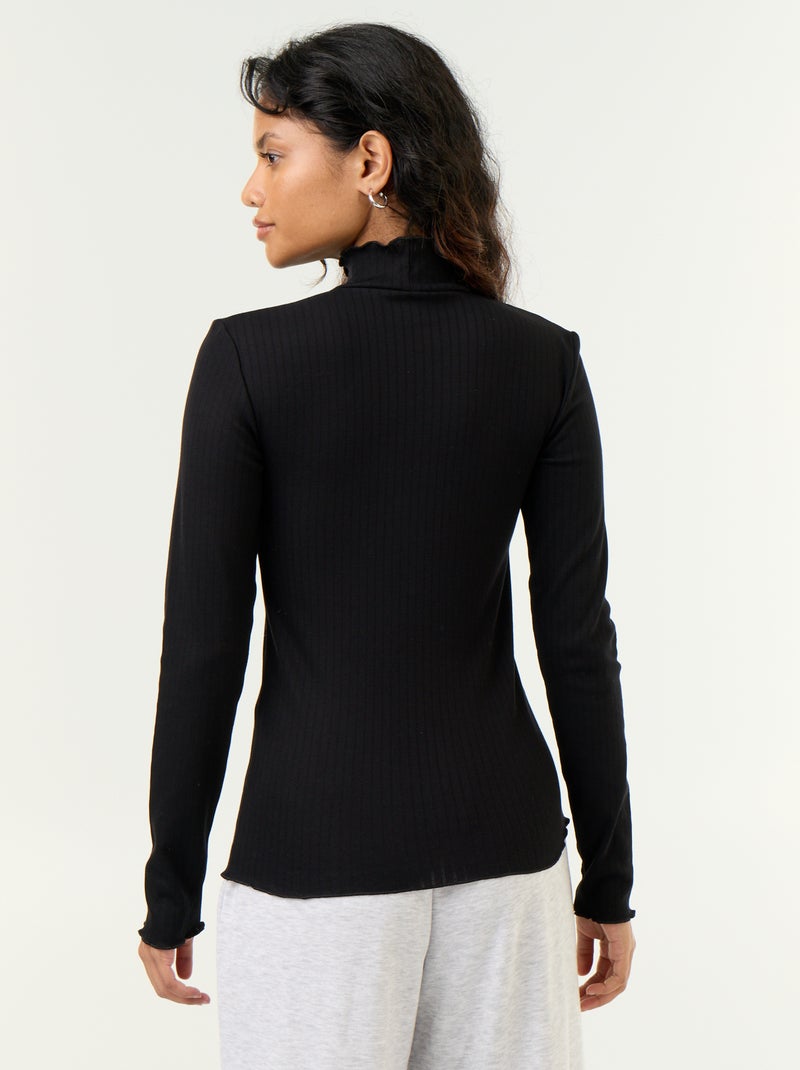 Sous-pull en pointelle Noir - Kiabi