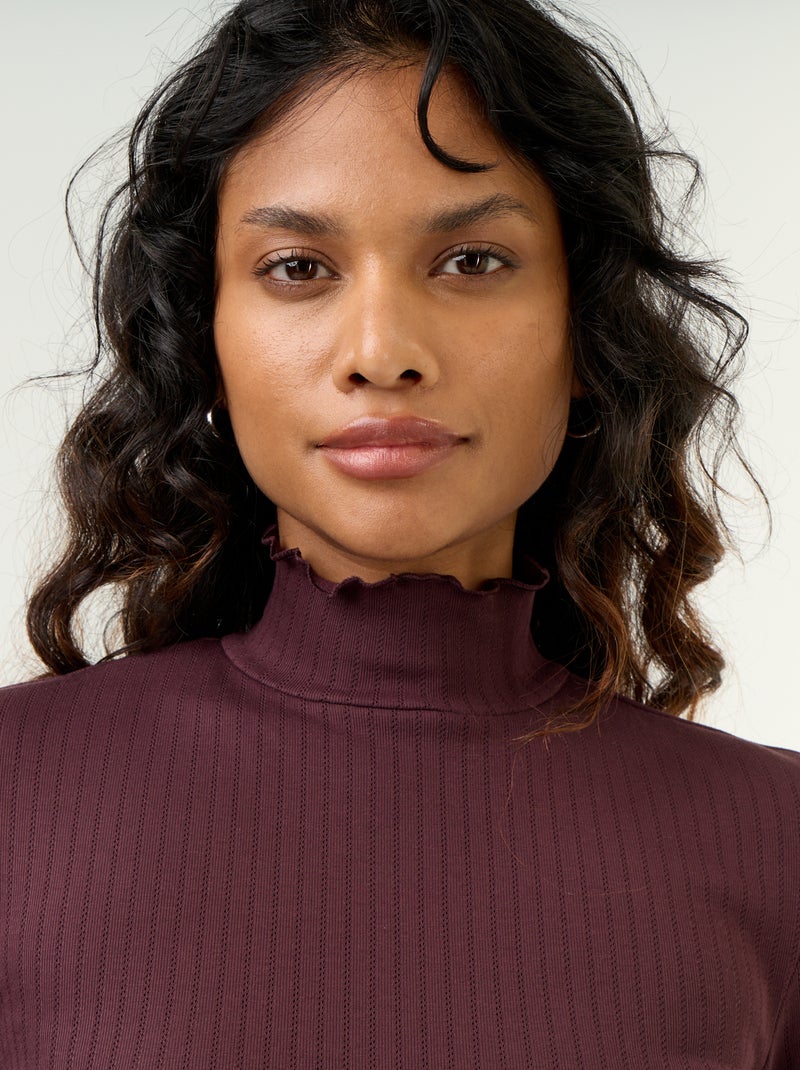 Sous-pull en pointelle Violet - Kiabi