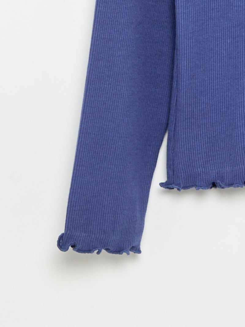 Sous-pull uni avec finitions ondulées Bleu - Kiabi