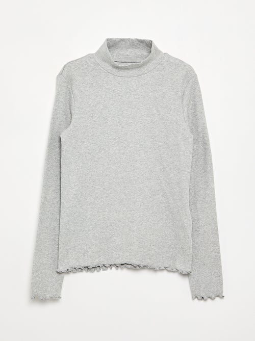 Sous-pull uni avec finitions ondulées - Kiabi