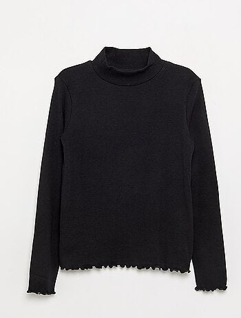 Sous-pull uni avec finitions ondulées