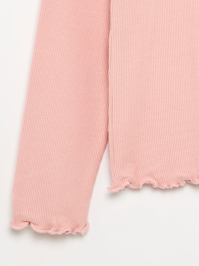 Sous-pull uni avec finitions ondulées Rose - Kiabi