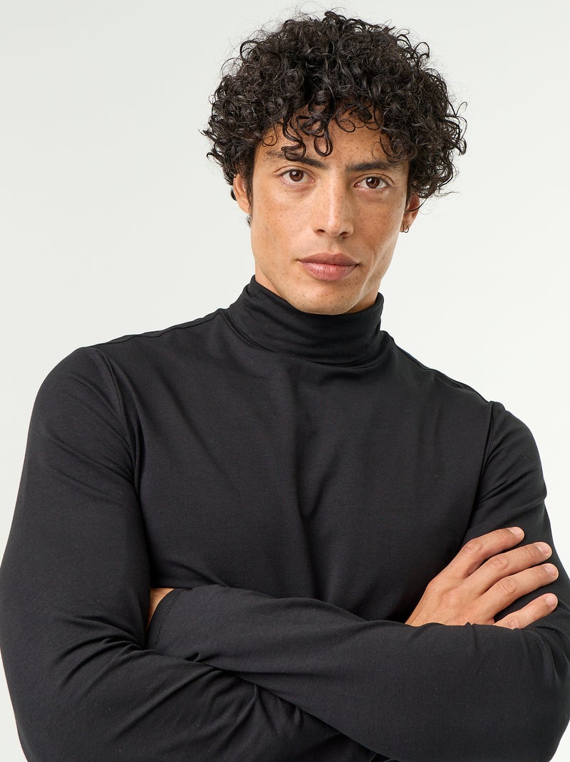 Sous-pull uni col roulé Noir - Kiabi