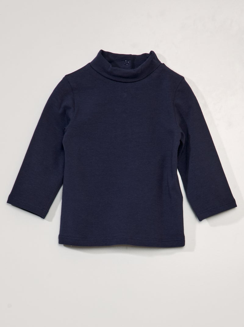 Sous pull uni en jersey Bleu marine - Kiabi