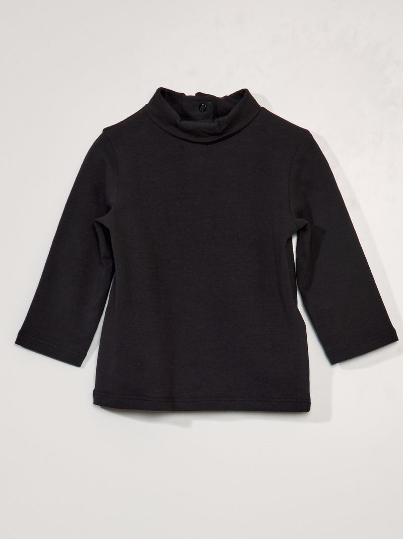 Sous pull uni en jersey noir - Kiabi