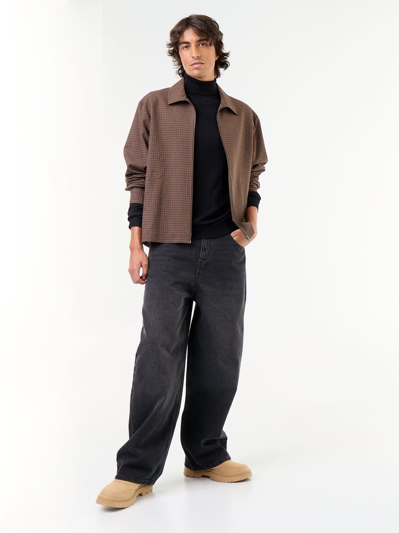 Sous-pull uni en maille fine jauge Noir - Kiabi