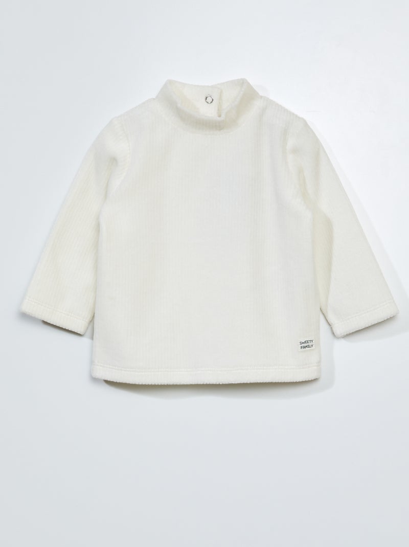 Sous pull uni en velvet blanc - Kiabi