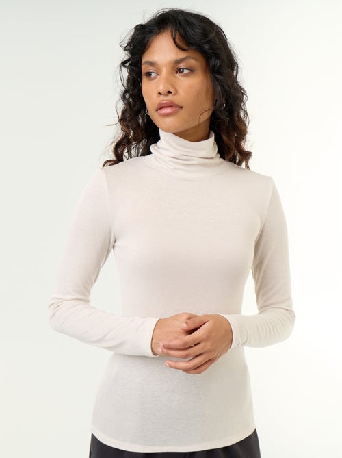 Sous-pull uni laine mélangée - Kiabi