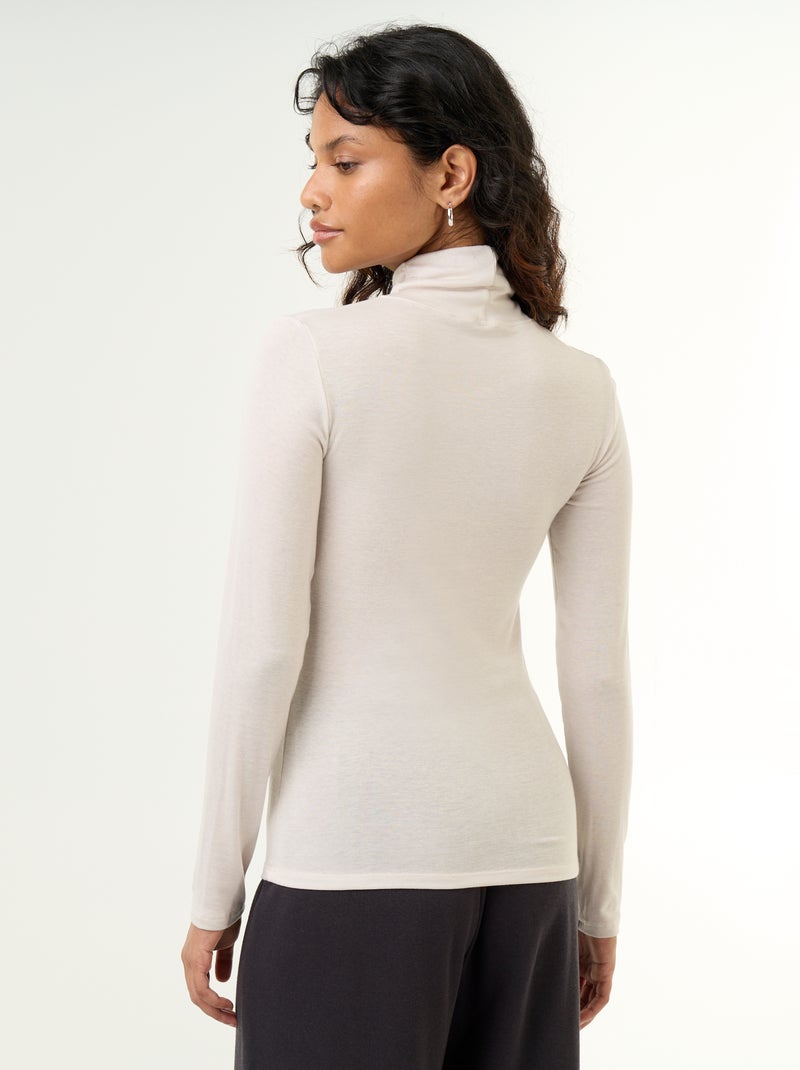 Sous-pull uni laine mélangée Gris - Kiabi
