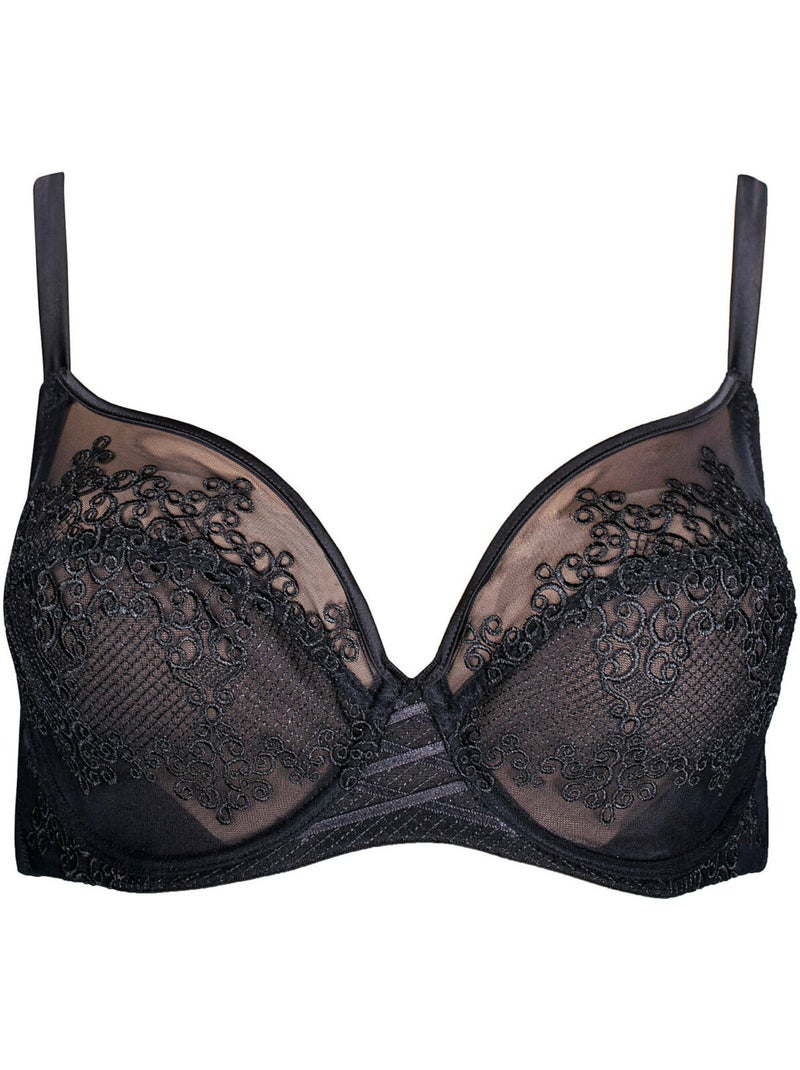 Soutien-gorge balconnet armaturé baroc noir Noir - Kiabi