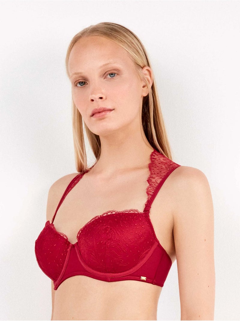 Soutien-gorge balconnet bretelles amovibles Cerise - Kiabi