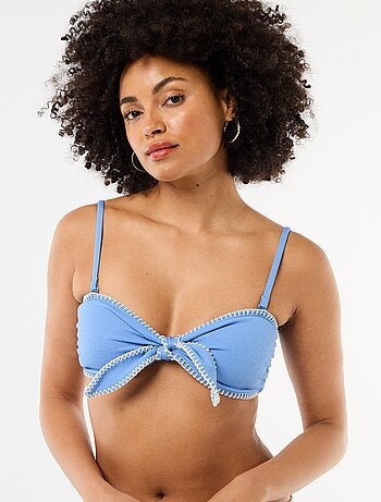 Soutien-gorge bandeau avec surpiqûres contrastées