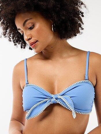 Soutien-gorge bandeau avec surpiqûres contrastées