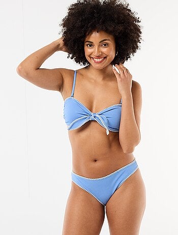 Soutien-gorge bandeau avec surpiqûres contrastées