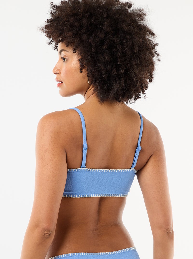 Soutien-gorge bandeau avec surpiqûres contrastées Bleu - Kiabi