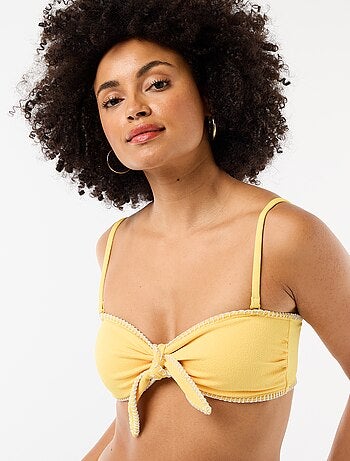 Soutien-gorge bandeau avec surpiqûres contrastées