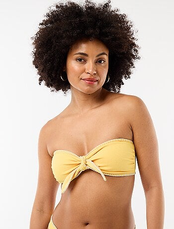 Soutien-gorge bandeau avec surpiqûres contrastées