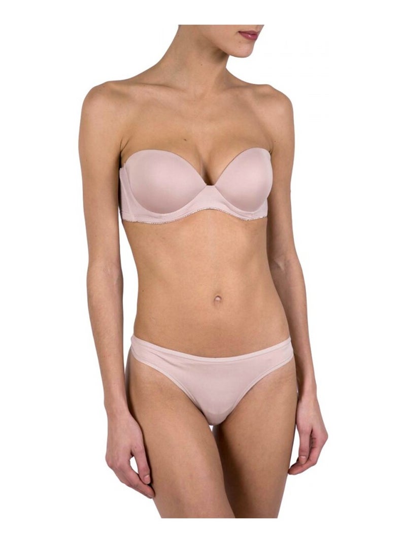 Soutien-gorge Bandeau Microfibre Beige - Kiabi