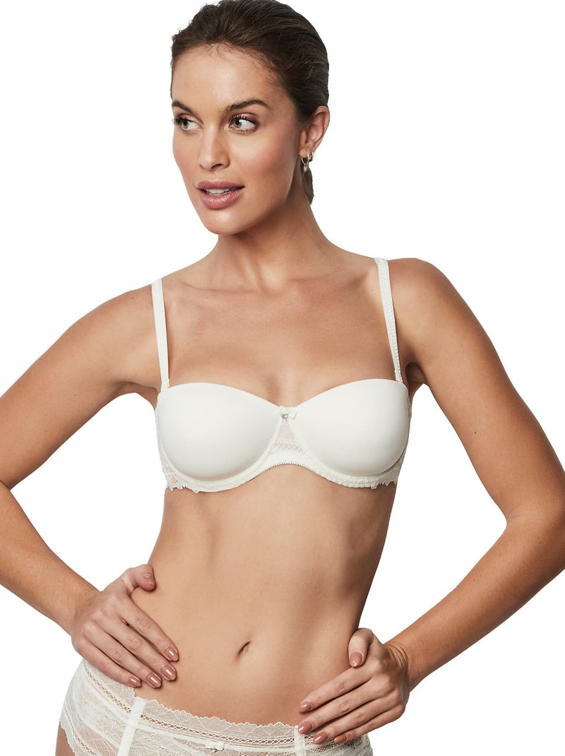 Soutien-gorge bandeau préformé armaturé agatha mariage Ecru - Kiabi