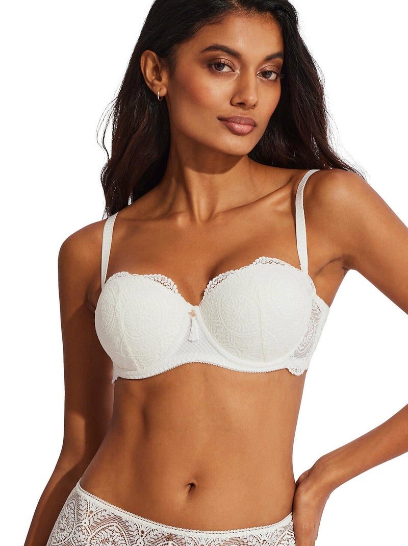Soutien-gorge bandeau push-up matilda mariage Ecru - Kiabi