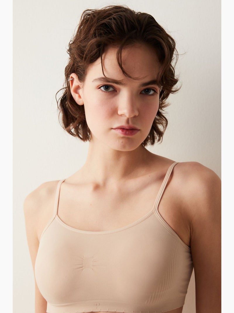 Soutien-gorge basique rembourré sans couture sans armatures penti Beige argile - Kiabi
