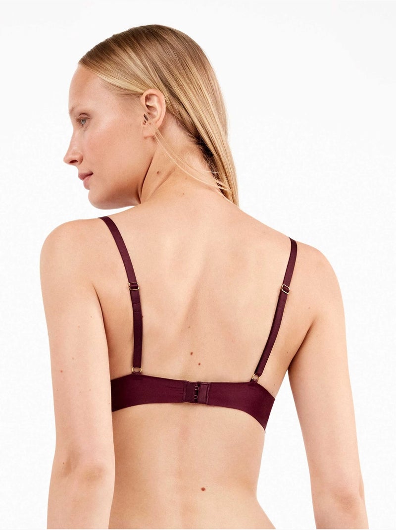 Soutien-gorge bralette capacité avec dentelle brodée Violet aubergine - Kiabi