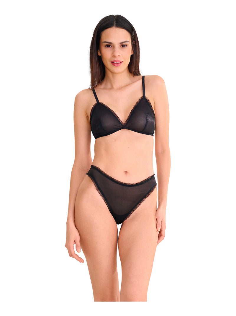 Soutien-gorge bralette triangle sans armatures shiny star Noir - Kiabi