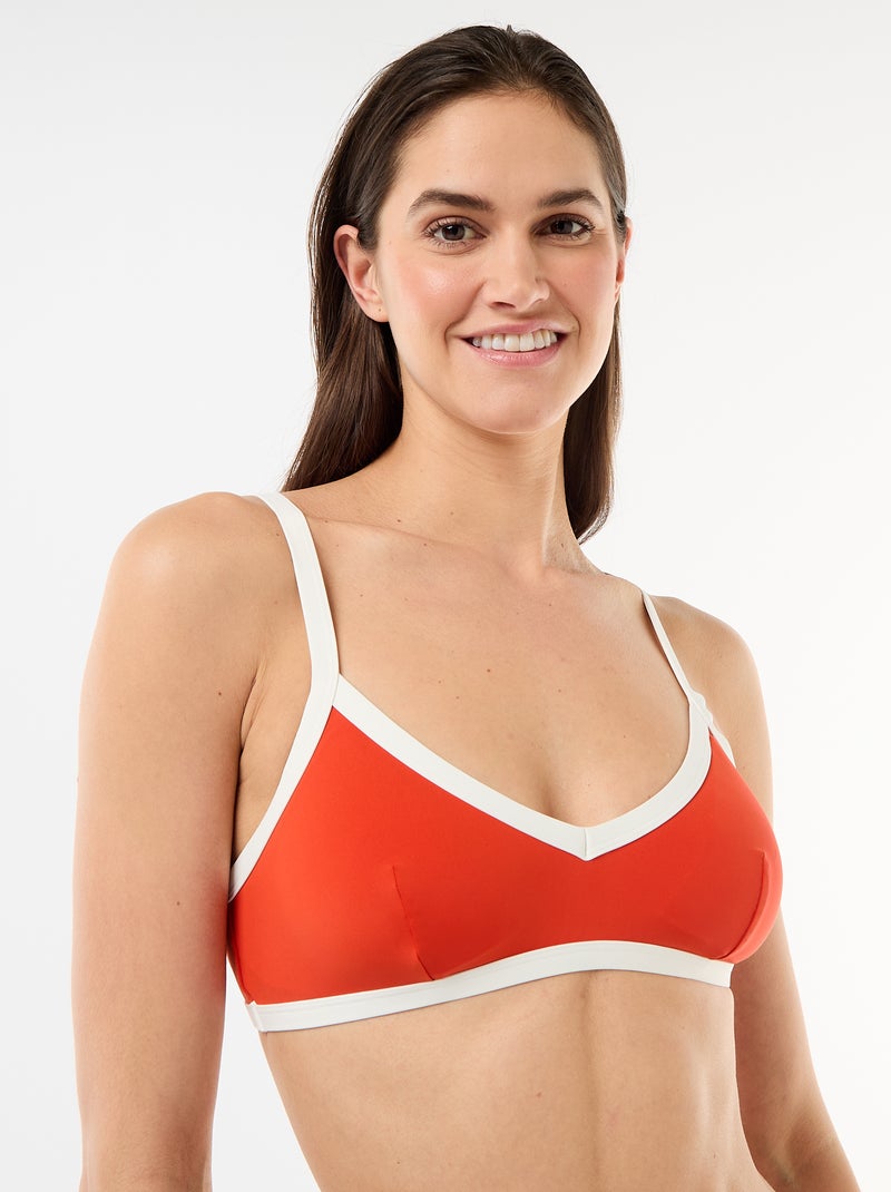 Soutien-gorge brassière de bain avec bords contrastés Orange - Kiabi
