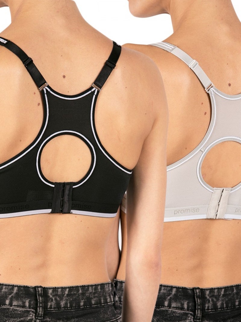 Soutien-gorge brassière sport femme lot de 2 Noir Gris - Kiabi