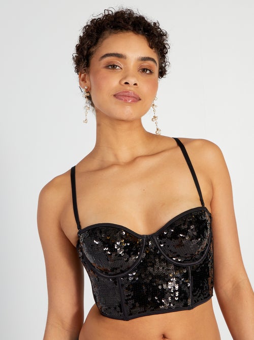 Soutien-gorge bustier à sequins - Kiabi